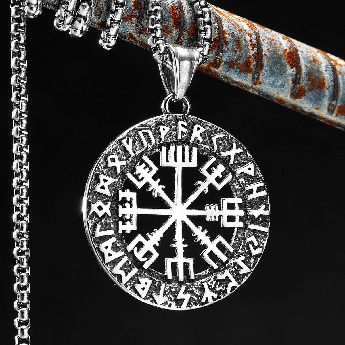 Viking Vegvisir Compass Amulet — Stainless Steel