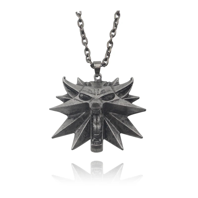Wolf Head Medallion Pendant — Stainless Steel