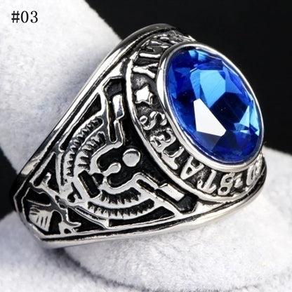 Dark Gemstone Signet Ring — Stainless Steel Men