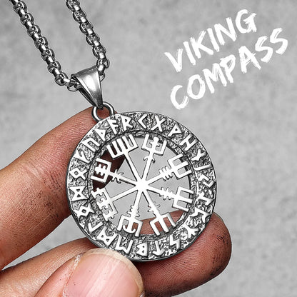 Viking Vegvisir Compass Amulet — Stainless Steel