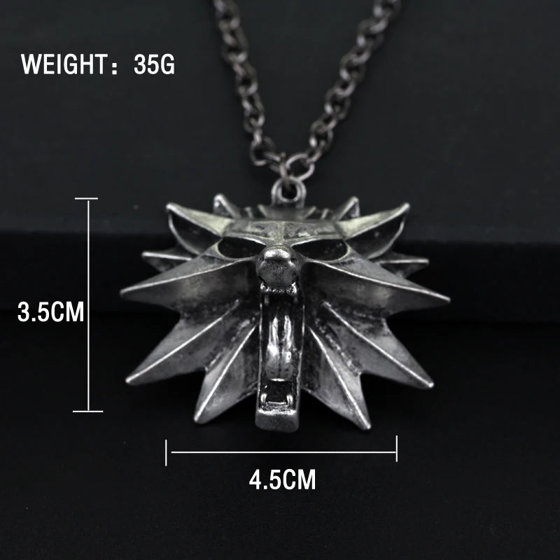 Wolf Head Medallion Pendant — Stainless Steel