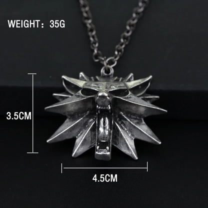 Wolf Head Medallion Pendant — Stainless Steel