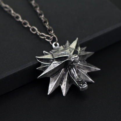 Wolf Head Medallion Pendant — Stainless Steel
