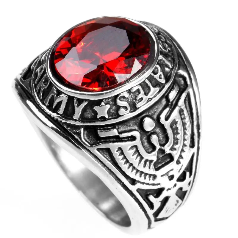 Dark Gemstone Signet Ring — Stainless Steel Men