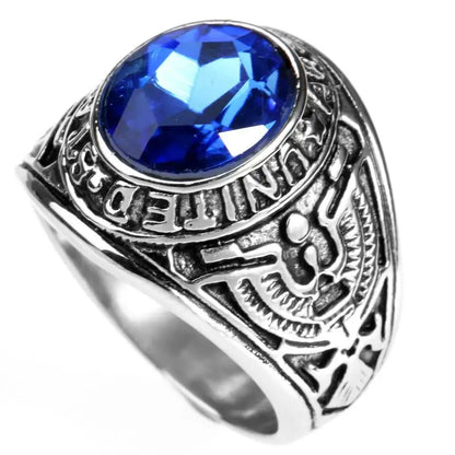 Dark Gemstone Signet Ring — Stainless Steel Men