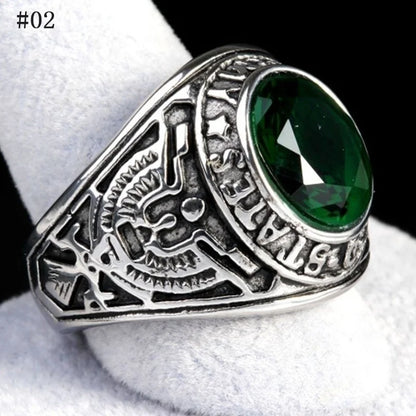 Dark Gemstone Signet Ring — Stainless Steel Men