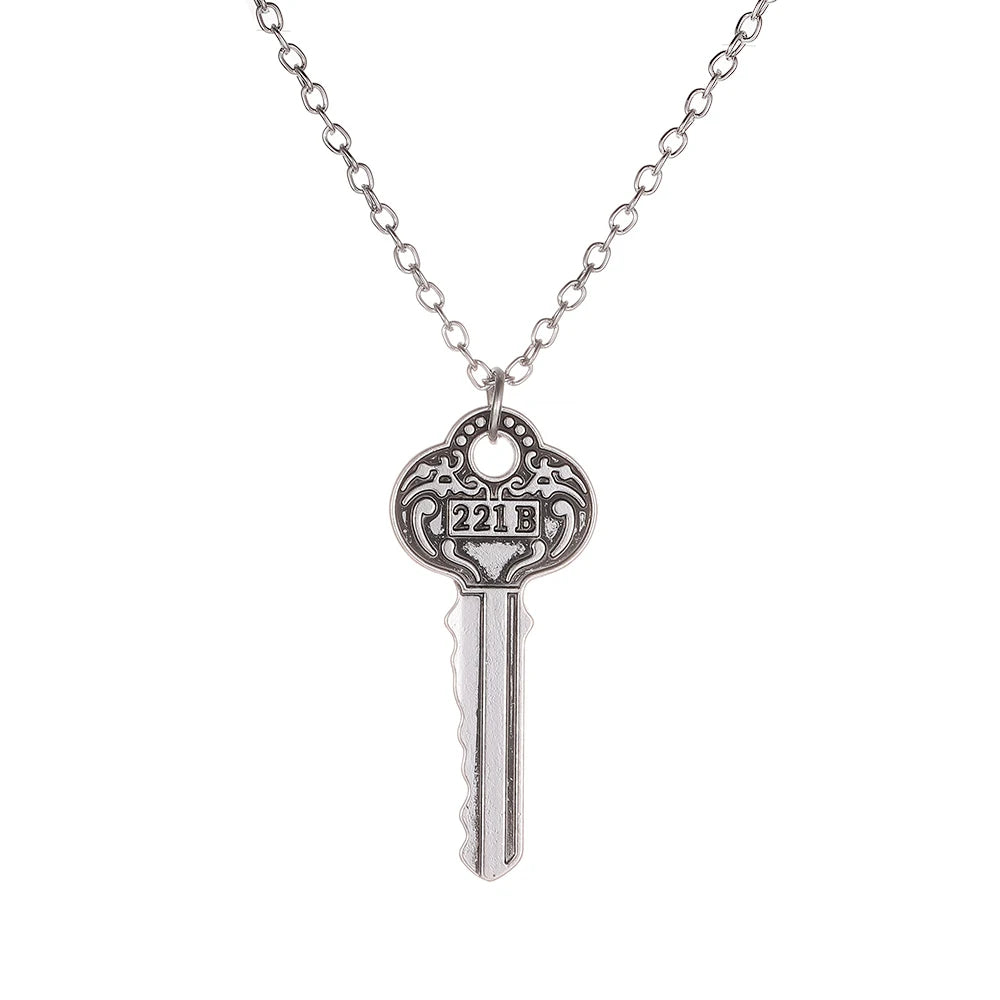 Sherlock Holmes 221B Key Pendant — Vintage Steel