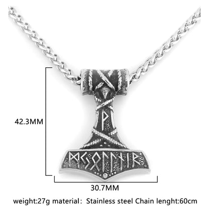 Viking Mjolnir Hammer Pendant — Stainless Steel