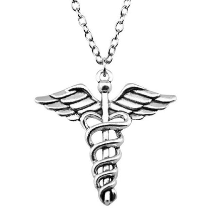 Caduceus Medical Symbol Pendant — Stainless Steel
