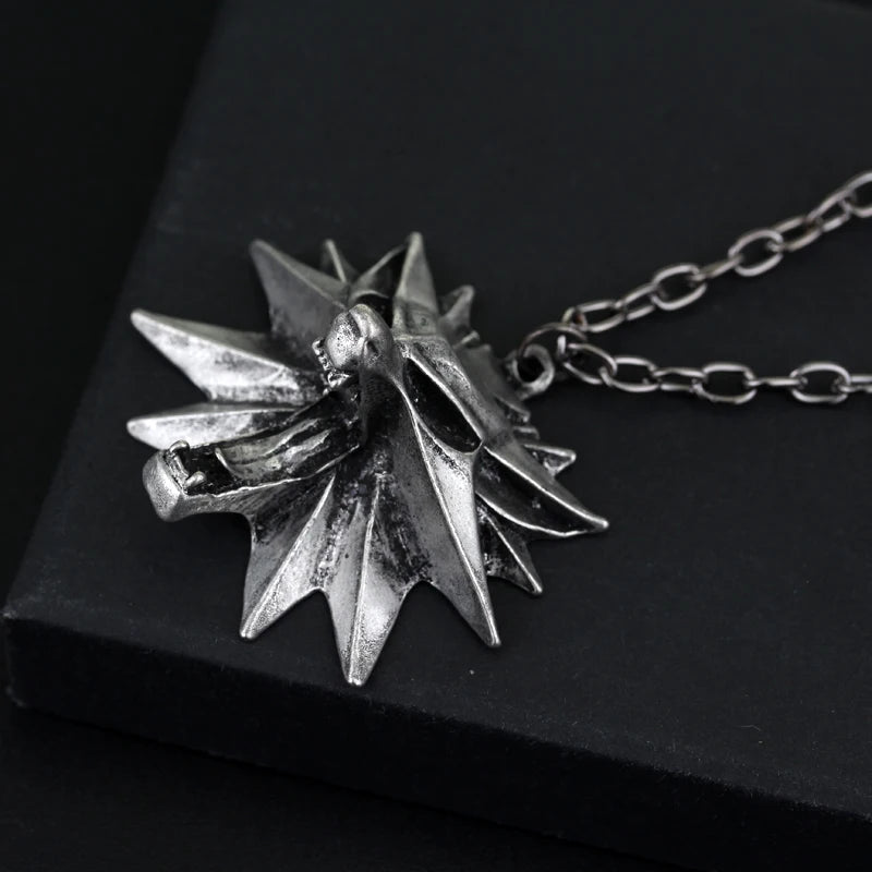 Wolf Head Medallion Pendant — Stainless Steel