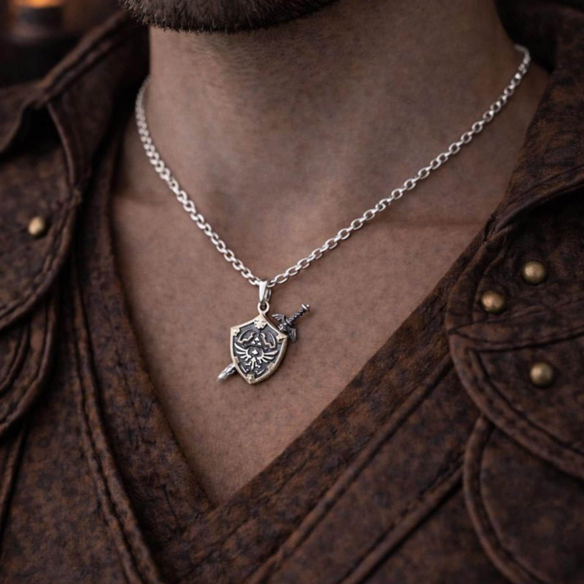 Master Sword & Hylian Shield Necklace Set