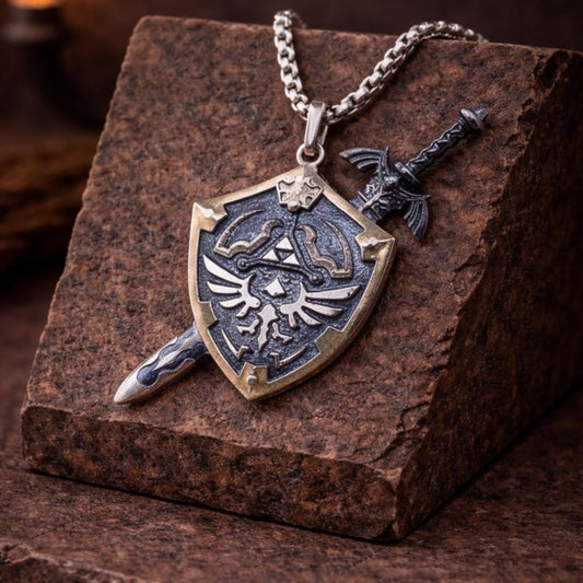 Master Sword & Hylian Shield Necklace Set