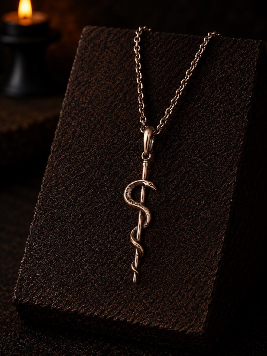 Rod of Asclepius Necklace