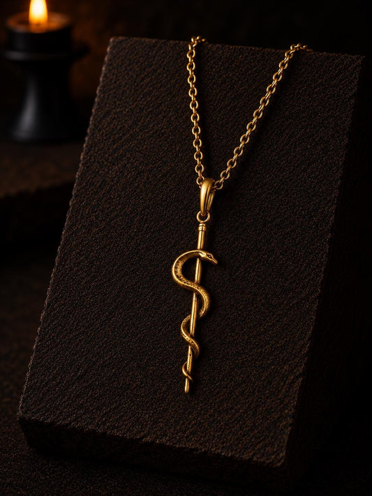 Rod of Asclepius Necklace